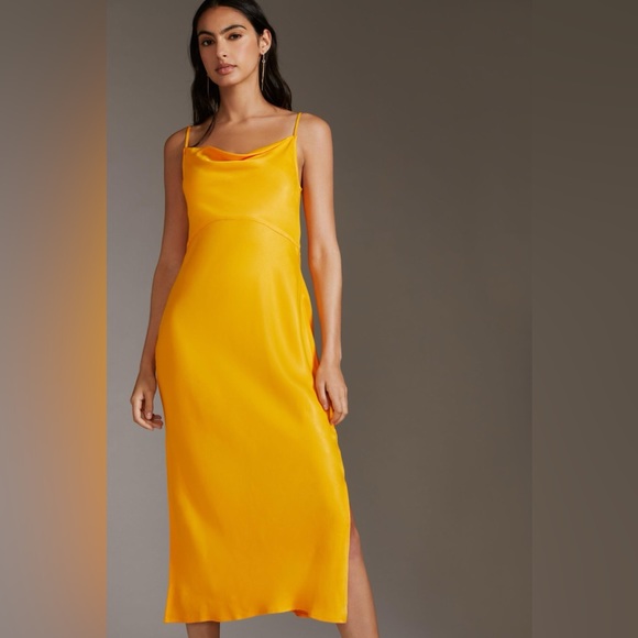 Anthropologie Elyse Bias Slip Dress Canary/Yellow Size XS - Picture 5 of 10